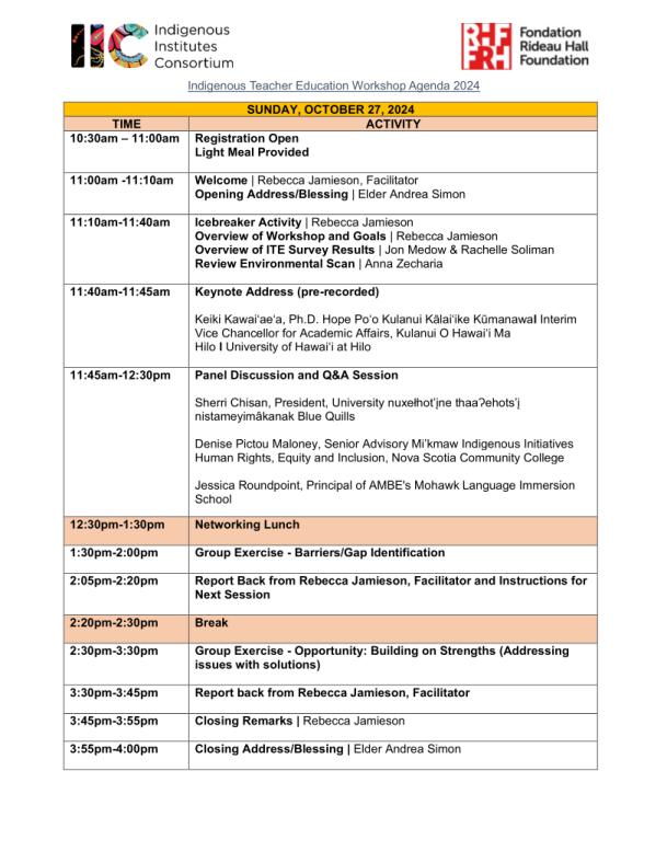 Indigenous Teacher Education Workshop Agenda 2024 Preview Image